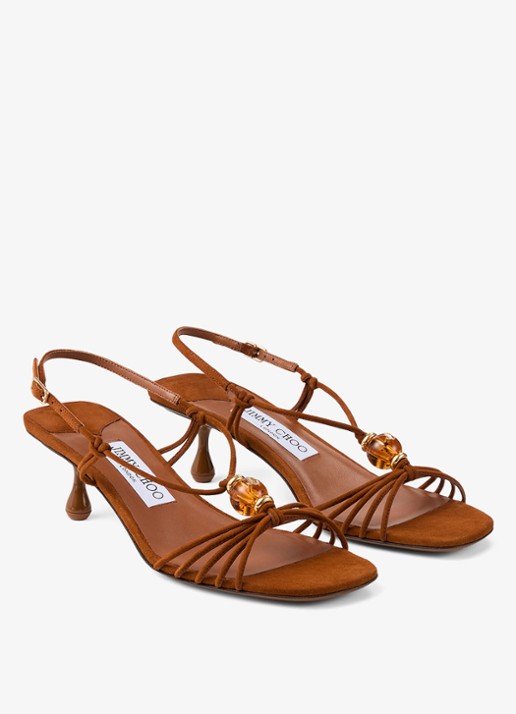 Jimmy Choo Lova 50 sandalette van geitensuède - detail bruin