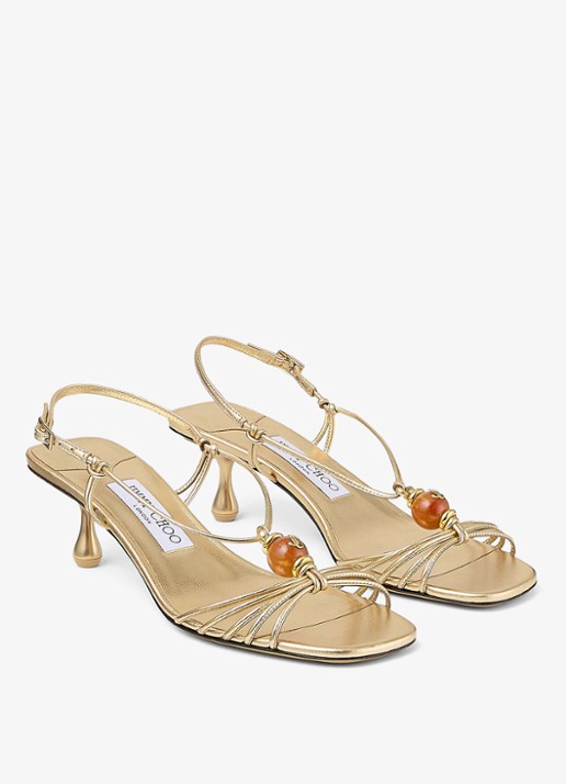 Jimmy Choo Lova 50 sandalette van lamsleer met metallic finish - detail 3 goud