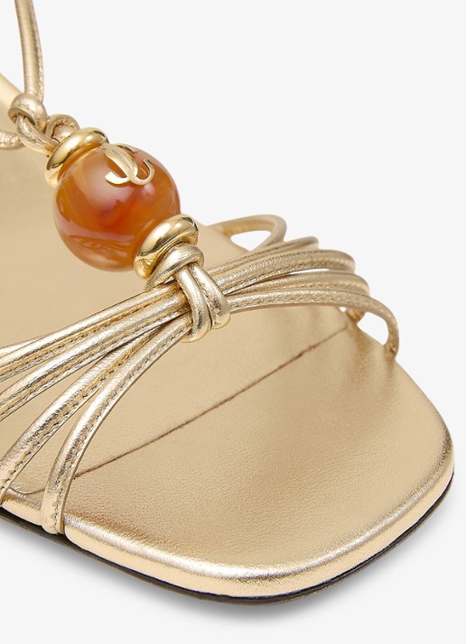 Jimmy Choo Lova 50 sandalette van lamsleer met metallic finish - detail 3 goud