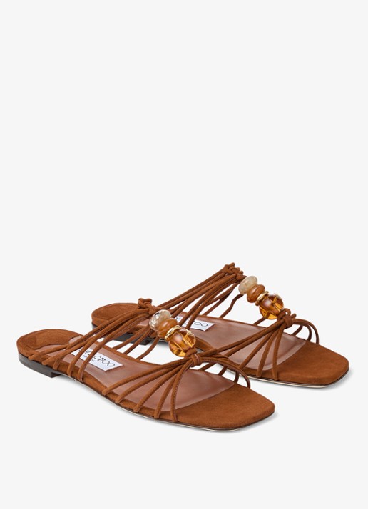 Jimmy Choo Lova slipper van geitensuède - detail 4 bruin
