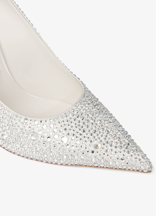 Jimmy Choo Love 100 pump van satijn met strass - detail 2 zilver
