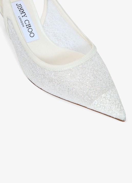 Jimmy Choo Love 65 slingback met glitter - detail 4 wit