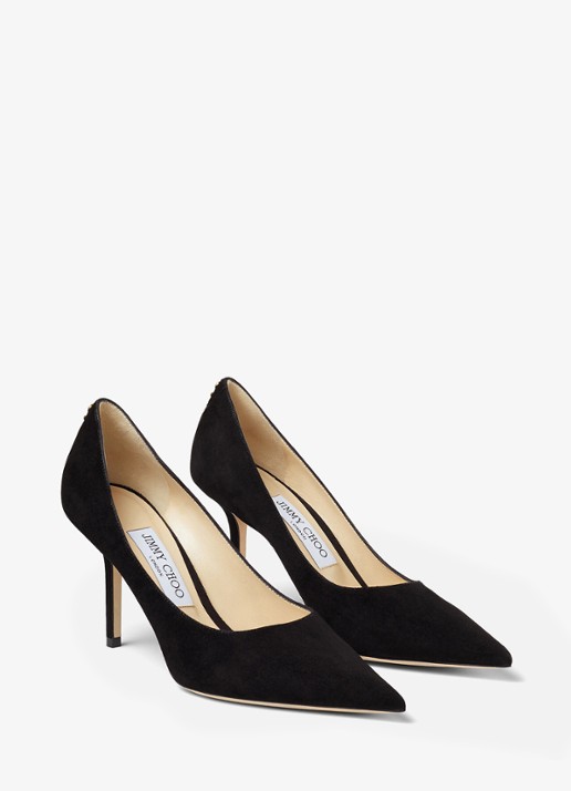 Jimmy Choo Love 85 pump van suède - voorkant 4 zwart