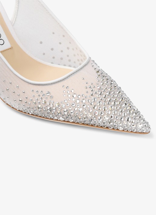 Jimmy Choo Love 85 slingback van lamsleer met strass - detail 3 wit