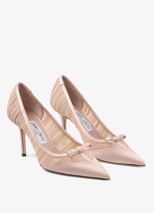 Jimmy Choo Love/Mesh 85 pump van mesh - voorkant 2 oudroze