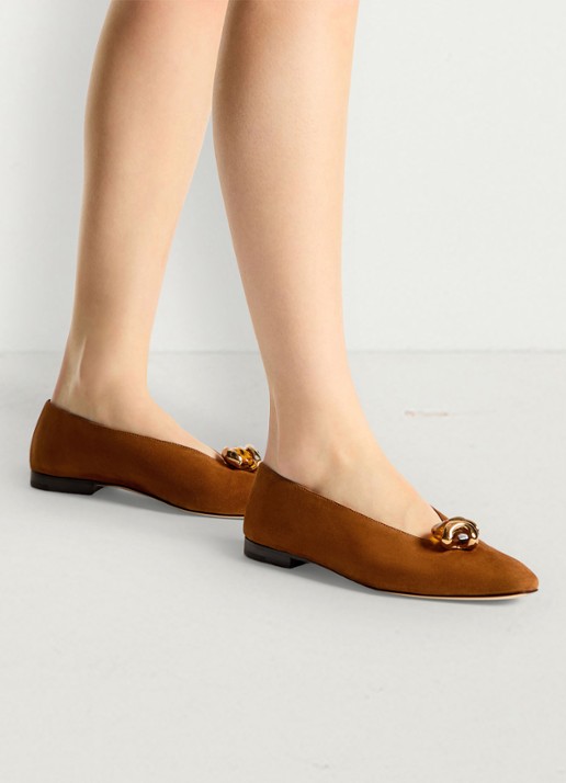 Jimmy Choo Margot ballerina van geitensuède - voorkant 2 bruin