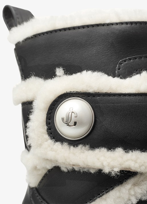 Jimmy Choo Meena enkellaarsje van leer - detail zwart