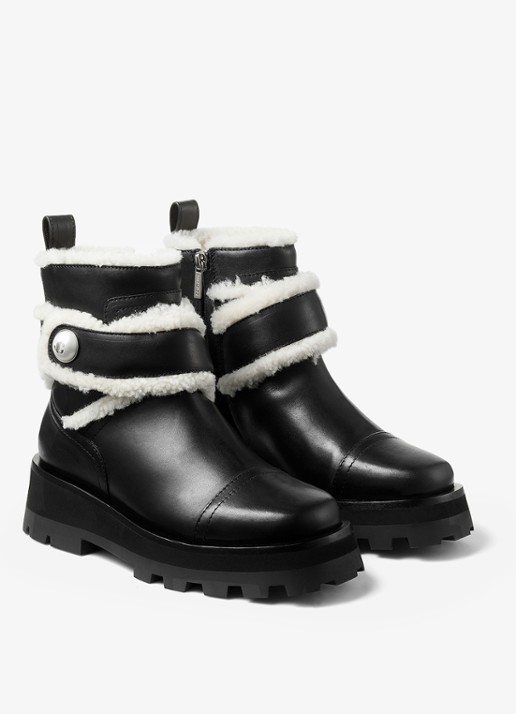 Jimmy Choo Meena enkellaarsje van leer - voorkant 3 zwart