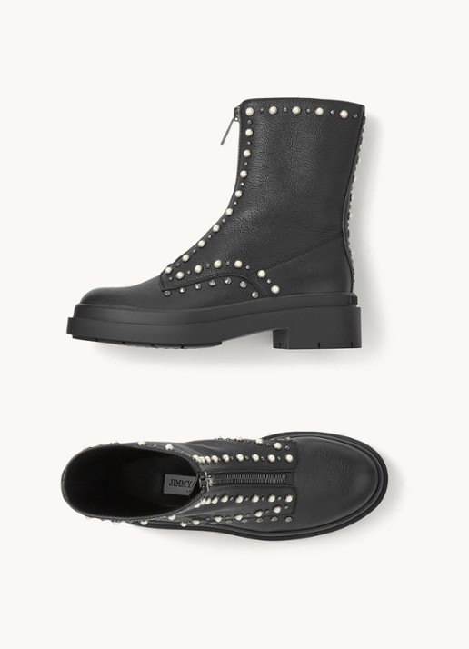 Jimmy Choo Nola Flat laars van leer met studs - detail 4 zwart