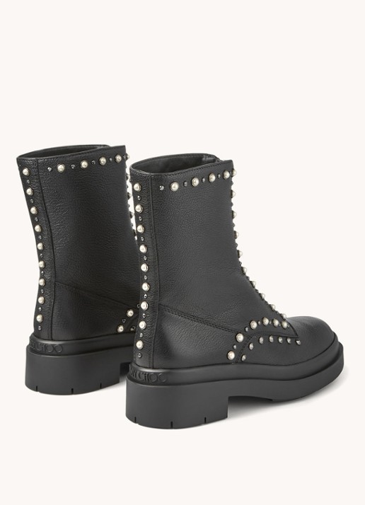 Jimmy Choo Nola Flat laars van leer met studs - detail 5 zwart
