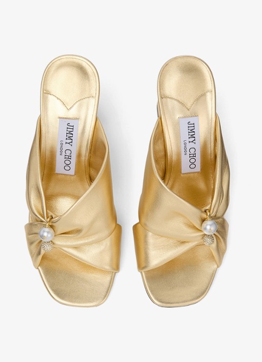 Jimmy Choo Rafi 85 muiltje van lamsleer met metallic finish - detail 5 goud