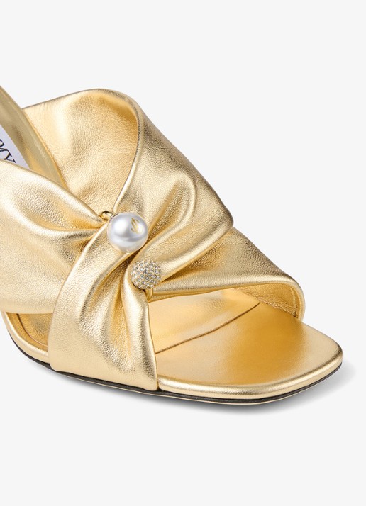 Jimmy Choo Rafi 85 muiltje van lamsleer met metallic finish - detail 6 goud