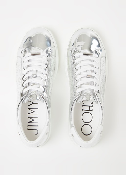 Jimmy Choo Rome sneaker van leer met metallic finish - detail 5 zilver