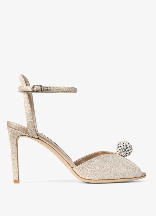Jimmy Choo Sacora 85 sandalette met leren details en glitter