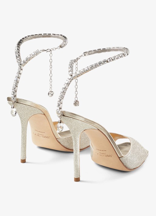 Jimmy Choo  Saeda 100 sandalette met glitter - achterkant 3 zilver