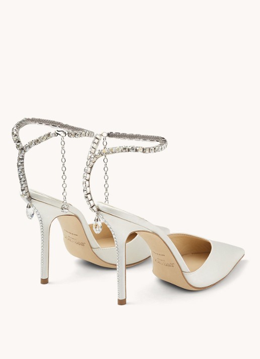 Jimmy Choo Saeda 100 sandalette van satijn - achterkant 2 ivoor