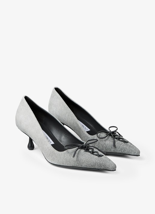 Jimmy Choo Scarlett 50 pump van geitenleer met strikdetail - voorkant 5 grijs