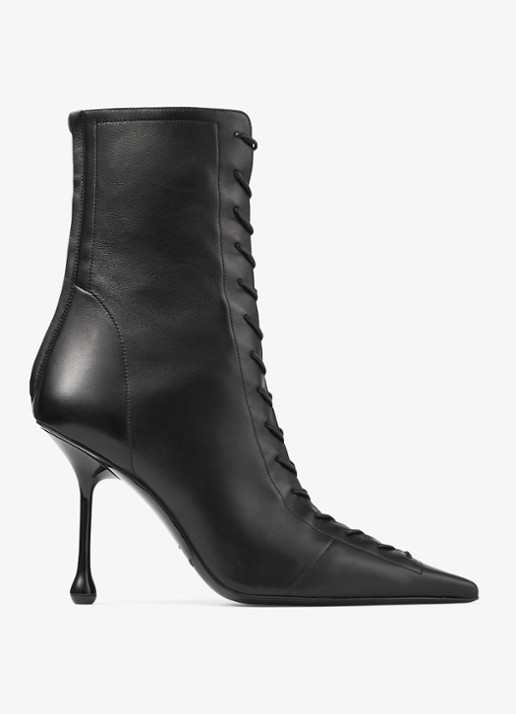 Jimmy Choo Scarlett 95 enkellaarsje van lamsleer - voorkant 3 zwart