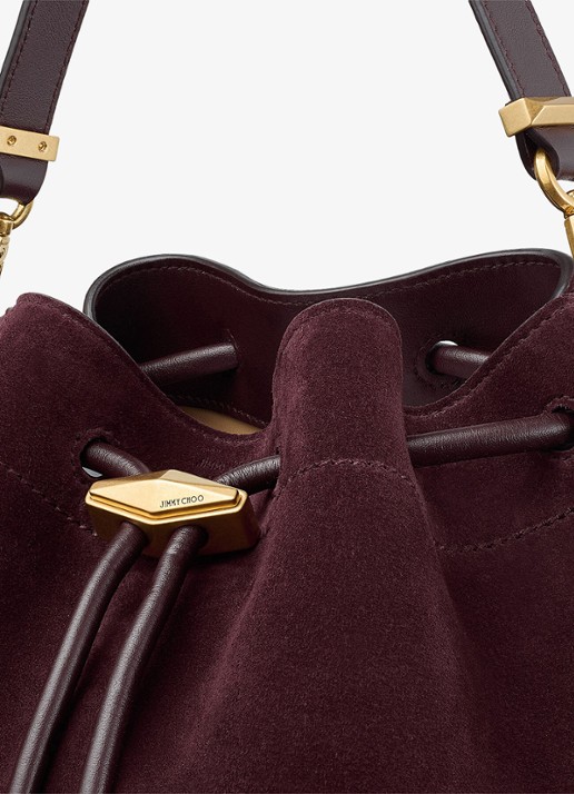 Jimmy Choo Schoudertas van kalfssuède met afneembare schouderriem - detail 3 bordeauxrood