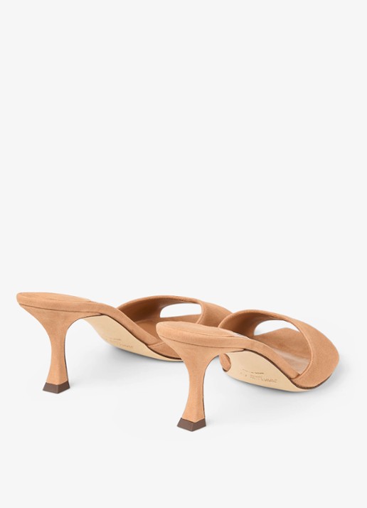 Jimmy Choo Skye 70 muiltje van geitensuède - achterkant lichtbruin