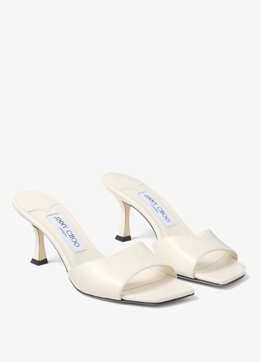 Jimmy Choo Skye 70 muiltje van kalfsleer - voorkant 3 gebroken wit