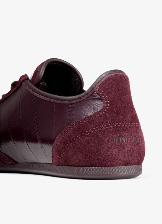 Jimmy Choo Sunny/F sneaker van leer met suède details - detail 5 donkerrood