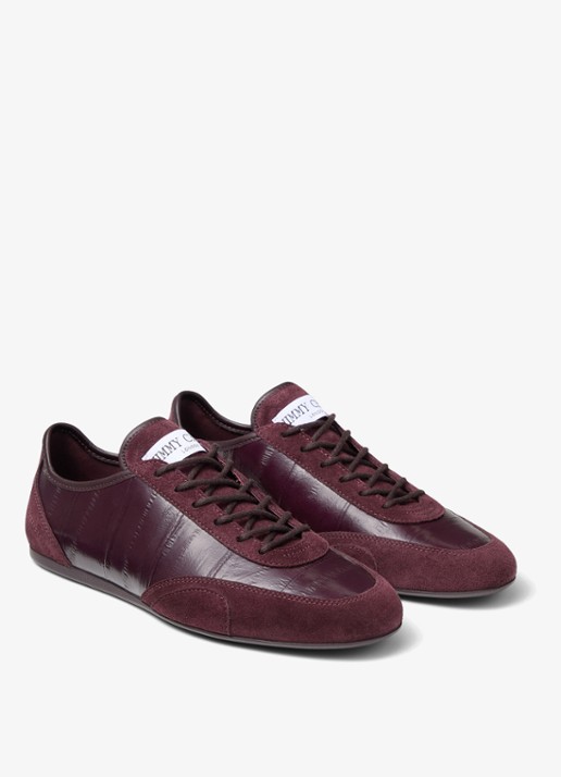 Jimmy Choo Sunny/F sneaker van leer met suède details - voorkant 2 donkerrood