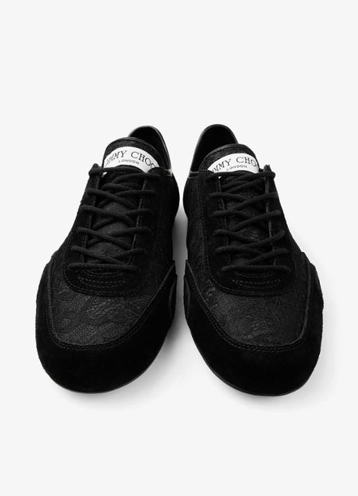 Jimmy Choo Sunny/F sneaker van suède met kanten details - detail 3 zwart