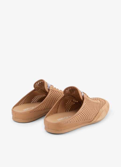 Jimmy Choo Sunny Mule/F muiltje met suède details - achterkant lichtbruin