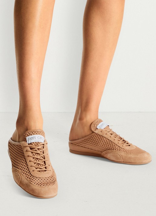 Jimmy Choo Sunny Mule/F muiltje met suède details - voorkant 3 lichtbruin