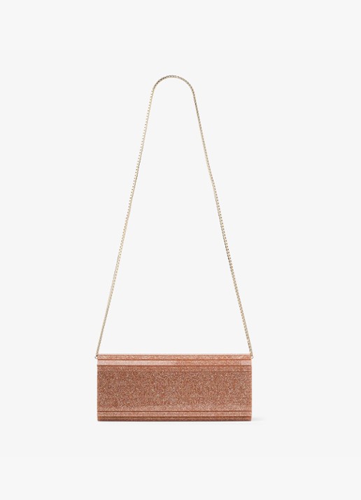 Jimmy Choo Sweetie Plexi clutch met glitter en afneembare schouderriem - achterkant 5 beige