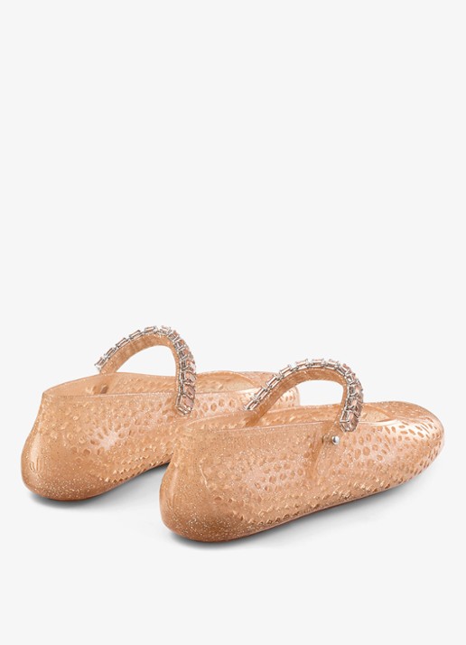 Jimmy Choo The Jelly ballerina met glitter - achterkant 5 perzikroze