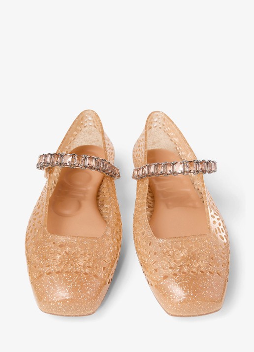 Jimmy Choo The Jelly ballerina met glitter - detail 3 perzikroze