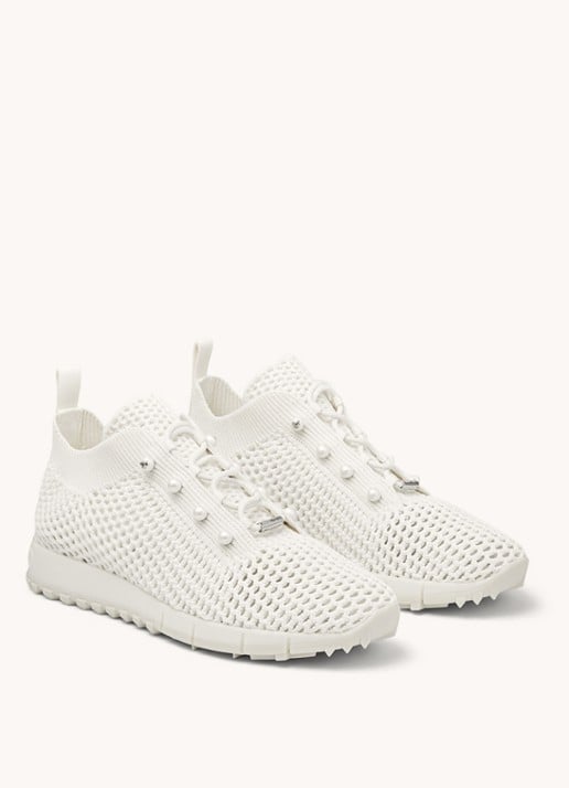 Jimmy Choo Veles sneaker van mesh - voorkant 2 gebroken wit