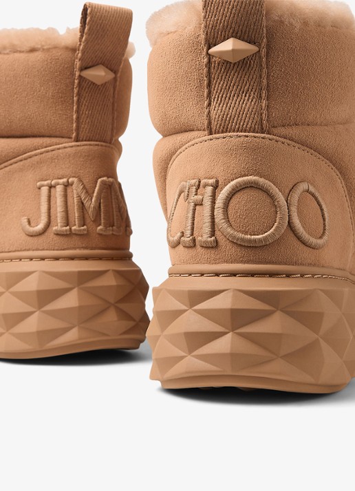 Jimmy Choo Xan enkellaarsje van lamssuède - detail 2 lichtbruin