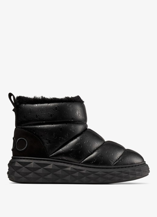 Jimmy Choo Xan enkellaarsje van leer met logo - voorkant 4 zwart