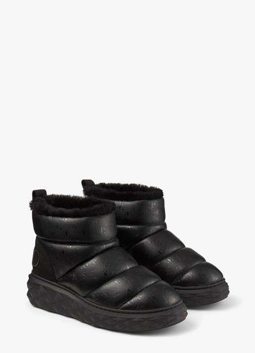Jimmy Choo Xan enkellaarsje van leer met logo - voorkant 5 zwart