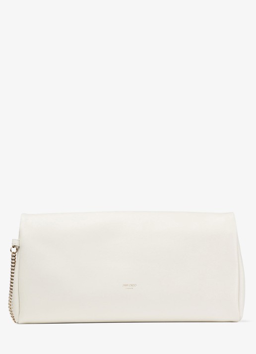Jimmy Choo Xandra clutch van leer - achterkant 7 gebroken wit