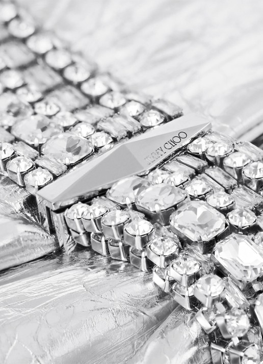 Jimmy Choo Zandra clutch van kalfsleer met metallic finish - detail 4 zilver