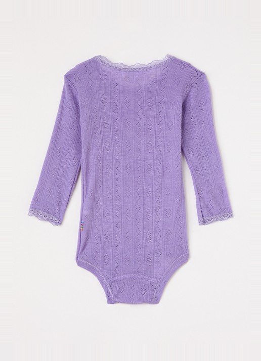 Joha Pointelle romper in wol-zijdeblend - voorkant 2 paars