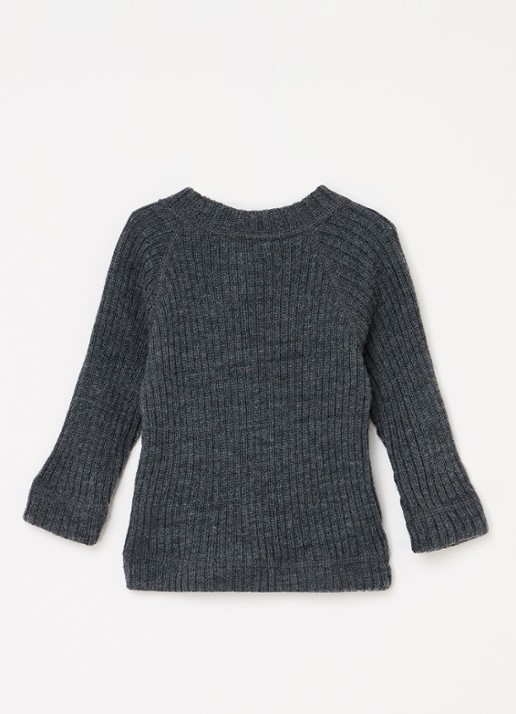 Joha Ribgebreide pullover van merino wol - voorkant 3 donkergrijs