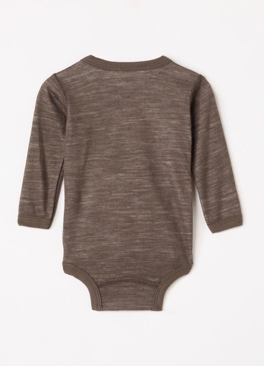 Joha Romper in merino wolblend - voorkant 2 donkerbruin