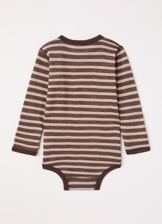 Joha Romper in wolblend met streepprint - voorkant 2 bruin