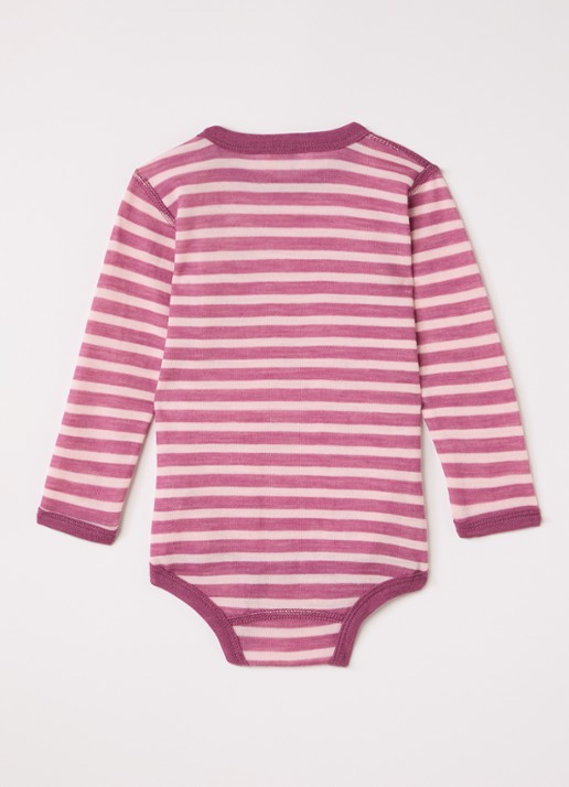 Joha Romper in wolblend met streepprint - voorkant 2 fuchsia