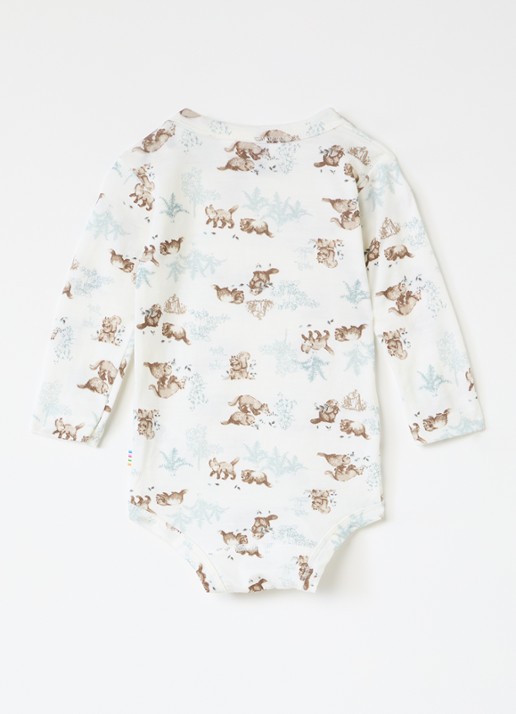Joha Romper van merino wol met print - voorkant 2 gebroken wit