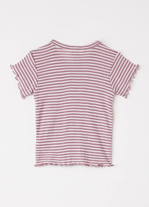 Joha T-shirt in zijdeblend met streepprint - voorkant 2 roze