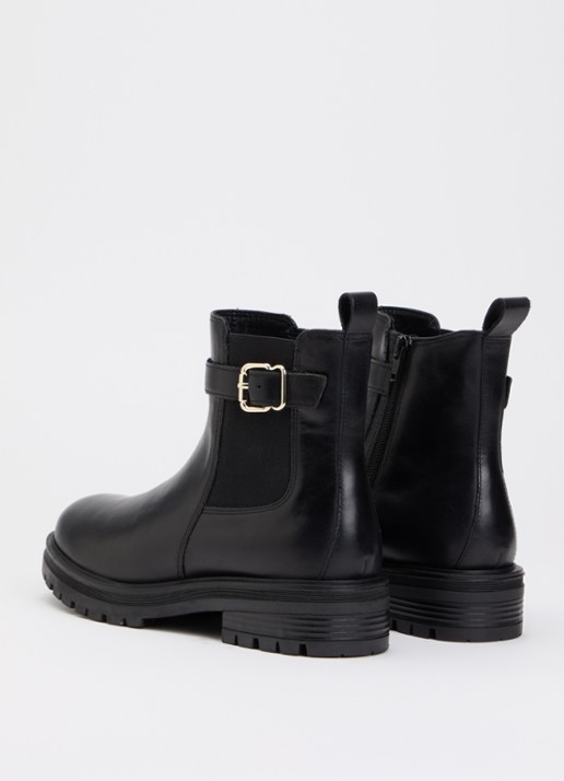 Jonak Agile biker boot van leer met gespdetail - achterkant zwart