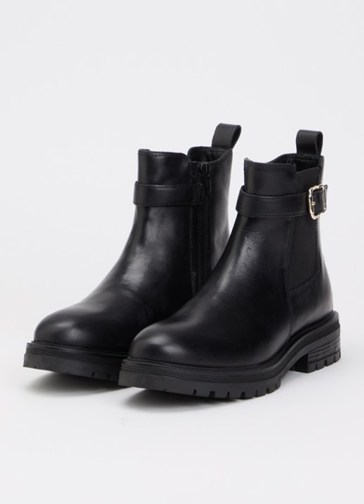 Jonak Agile biker boot van leer met gespdetail - detail 2 zwart