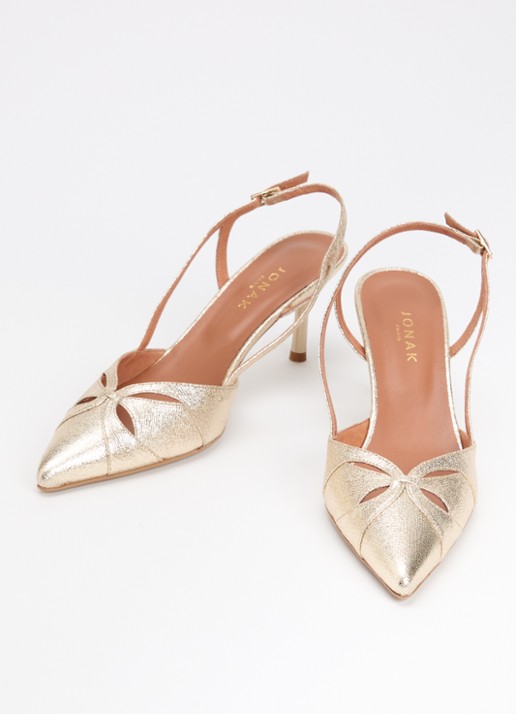 Jonak Damour slingback met metallic finish - detail 2 goud