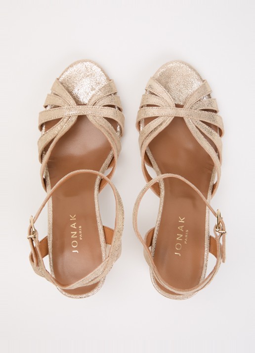 Jonak Debacq sandalette met metallic finish - detail 5 witgoud